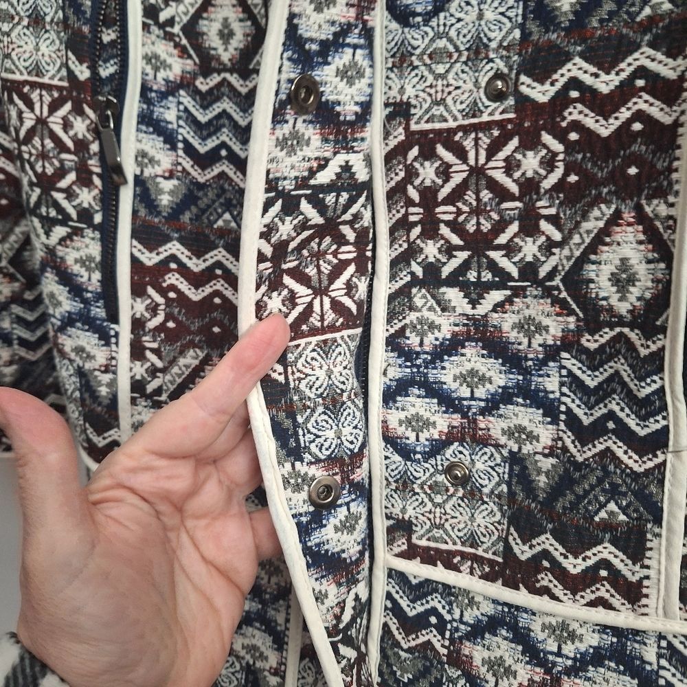 Zara Moto Jacquard Blazer Long Sleeve Textured Tribal Fall Small Womens - Picture 8 of 13